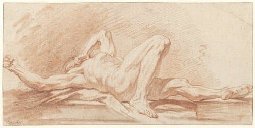 Studie van een achteroverliggende naakte man by François Boucher