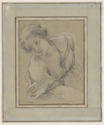 Studie van een buigende jonge vrouw by Simon Vouet