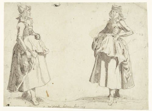 Twee vrouwen in klederdracht by Jan Dircksz. Soutman