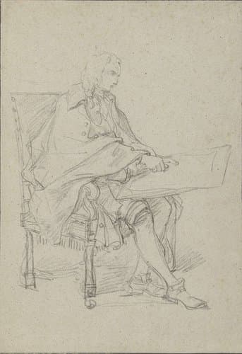 Figuurstudie voor de leraar in een afbeelding van een tekenacademie by Charles Joseph Natoire