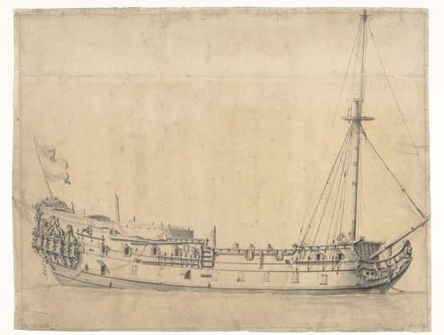 De Loyal George, opgebracht na de Vierdaagse Zeeslag in Juni 1666 by Willem van de Velde (II)
