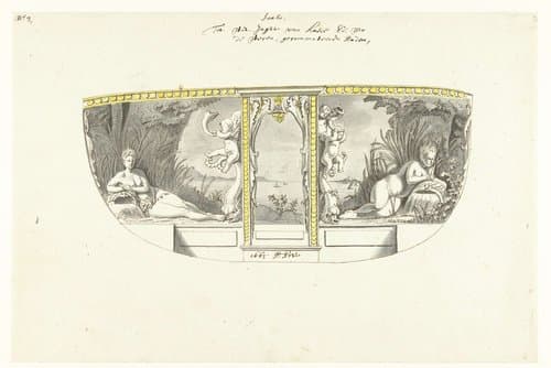 Interieurdecoratie van statenjacht met stroomnimfen by Pieter Jansz. Post
