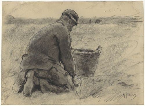 Aardappelrooier by Anton Mauve