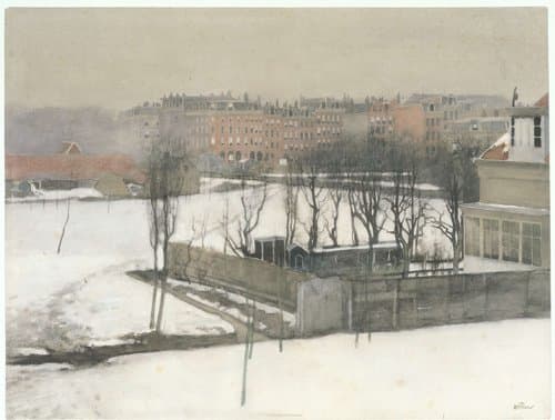Gezicht op het Oosterpark in de sneeuw by Willem Witsen