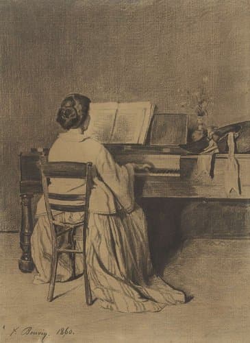 Vrouw aan de piano by François Bonvin