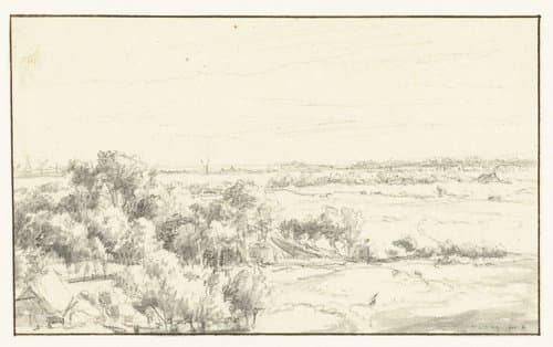 Gezicht vanaf de duinen over uitgestrekt landschap by anonymous