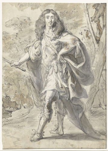Portret van een staande man in een landschap by anonymous