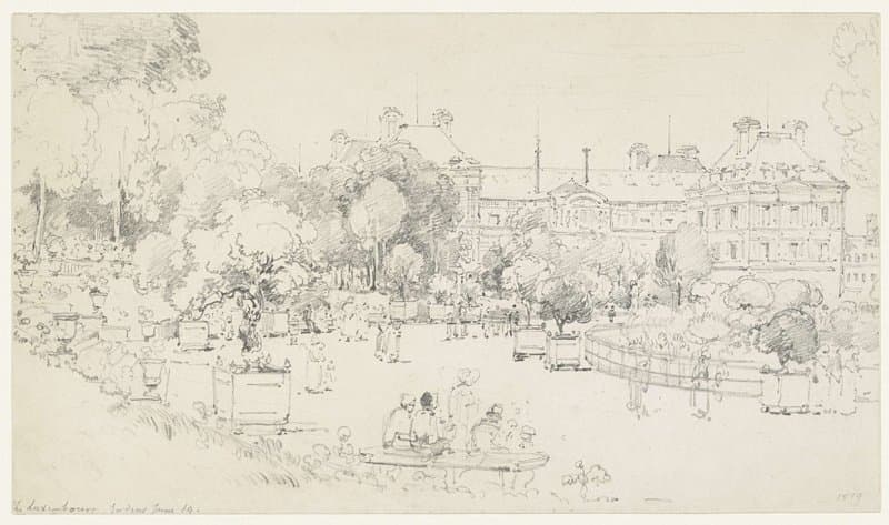 In de tuin van het Luxembourg by Henry Edridge