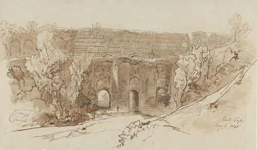 Gezicht op de Ponte Lupo (bij Tivoli) by Edward Lear