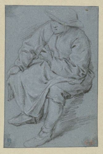 Sitting Man with a Pipe by Adriaen van Ostade