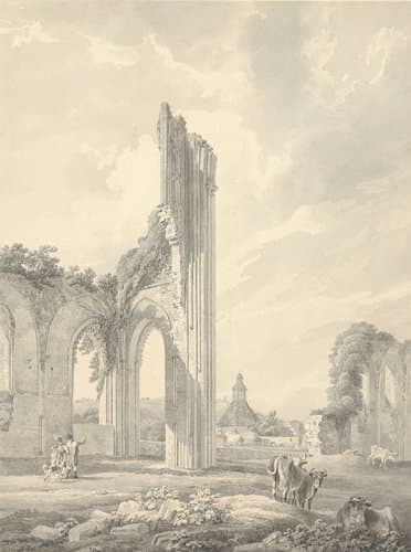 Ruïne van Glastonbury Abbey met Abbot's Kitchen op de achtergrond by Michael Angelo Rooker