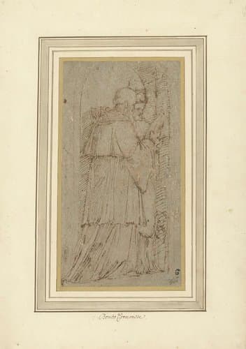 Kerkvaders Hieronymus en Gregorius in een portaal by Gian Francesco Bembo