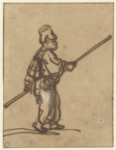 Lopende jongen met een stok by Rembrandt van Rijn