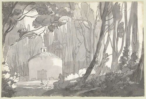 In het park van de Villa Mondragone in Frascati by Francis Towne
