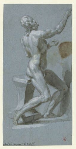 Zittende naakte man by Pieter de Kempener