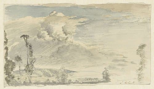 Wolkenlucht boven een heuvellandschap by John Linnell (II)