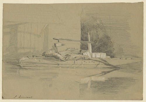 Kademuur bij een loods by John Linnell (II)