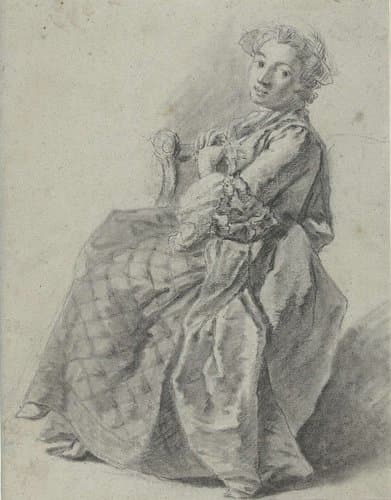 Studie van een zittende jonge vrouw by Etienne Jeaurat