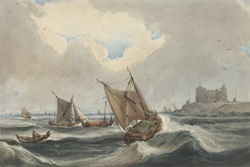 Schepen voor de haven van Vlissingen by François Louis Thomas Francia