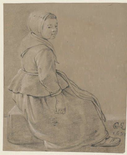 Zittend meisje by Cornelis Saftleven