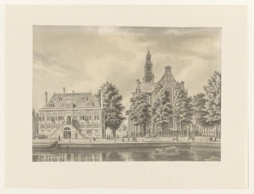 Gezicht op de Westerkerk en de Westerhal te Amsterdam by Augustus Wijnantz