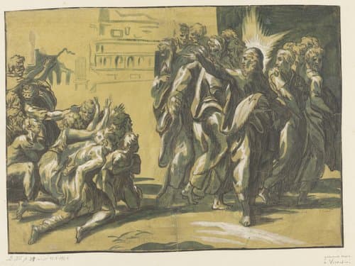 Christus geneest melaatsen by anonymous; Niccolò Vicentino