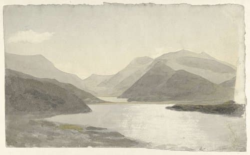 Sunlight over a Lake near Snowdon by Cornelius Varley