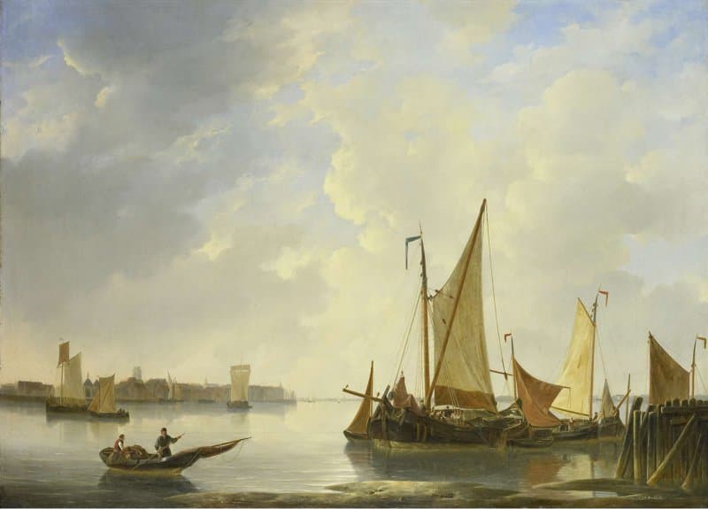 View of Dordrecht seen from Papendrecht by Christiaan Lodewijk Willem Dreibholtz