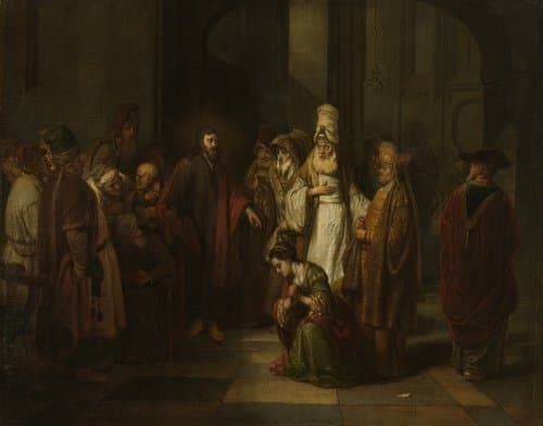 Christus en de overspelige vrouw by Gerbrand van den Eeckhout