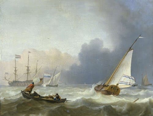 Rough Sea with a Dutch Yacht under Sail