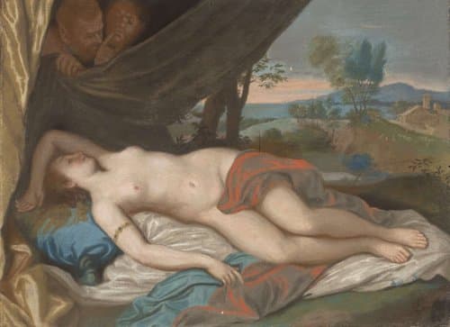 Slapende nimf bespied door saters by Jean-Etienne Liotard