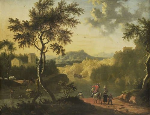 Italiaans landschap by Timotheus de Graef