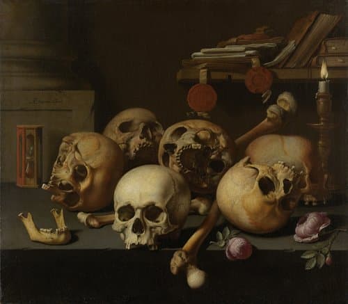 Vanitas stilleven by Aelbert Jansz van der Schoor