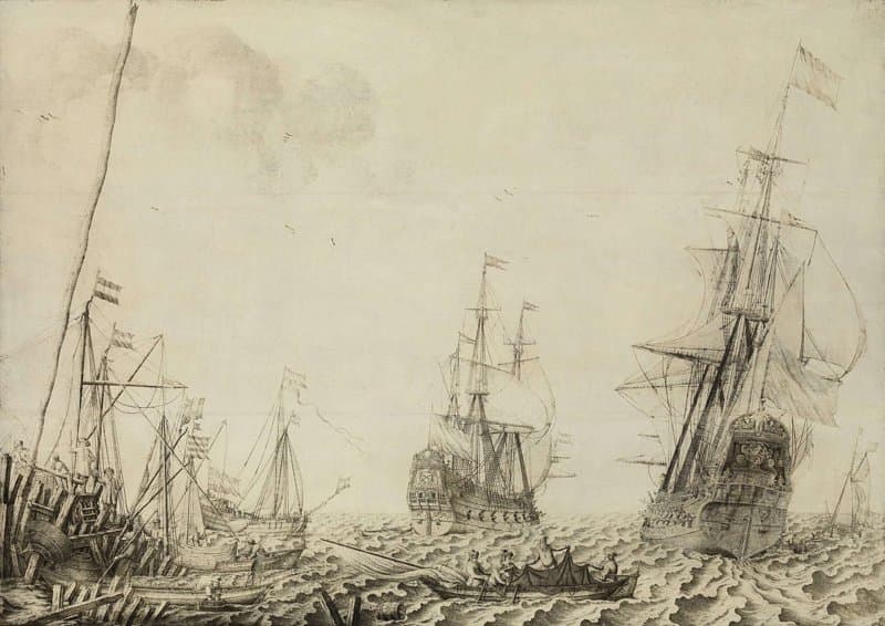 Schepen bij een haven by Experiens Sillemans
