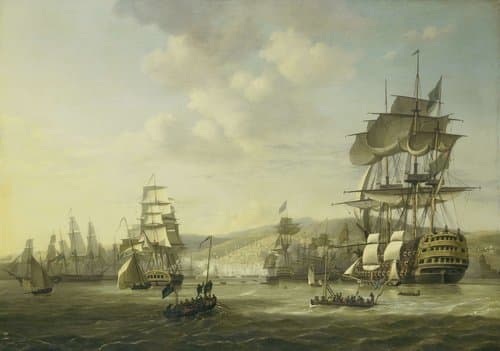 De Engels-Nederlandse vloot in de Baai van Algiers ter ondersteuning van het ultimatum tot vrijlating van blanke slaven, 26 augustus 1816