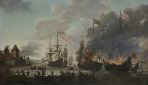 The Dutch Burning English Ships during the Dutch Raid on the Medway, 20 June 1667 by Jan van Leyden