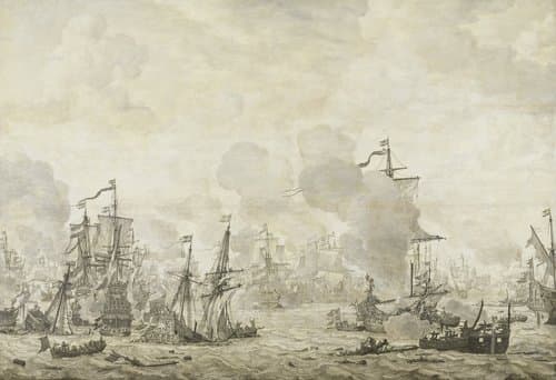 Episode uit de slag in het Sont tussen de Hollandse en Zweedse vloot, 8 november 1658 by Willem van de Velde (I)
