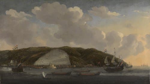 Gezicht op Algiers met Michiel Adriaenszoon de Ruyters schip 'De Liefde', 1662 by Reinier Nooms