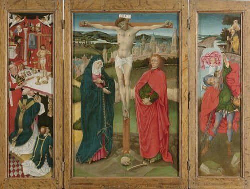 Drieluik met de kruisiging by anonymous