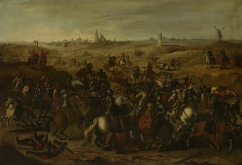 Het gevecht tussen Gerard Abrahamsz Houwelingen en Pierre de Bréauté op de Vughterheide, 5 februari 1600 by Sebastiaen Vrancx