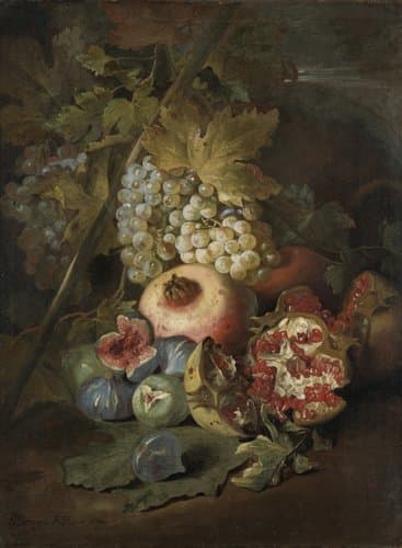 Stilleven met druiven, granaatappels en vijgen by Abraham Brueghel