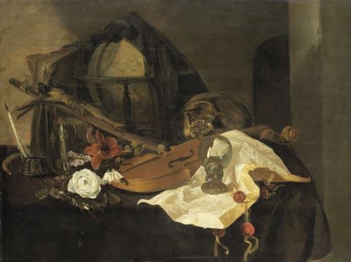 Vanitas stilleven by Jacques de Claeuw
