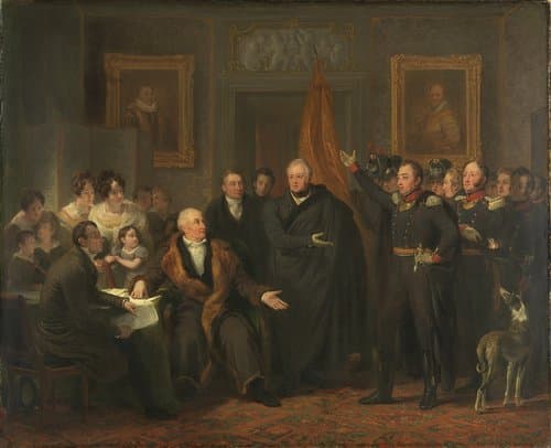 De aanvaarding van het Hoog Bewind door het Driemanschap in naam van de prins van Oranje, 21 november 1813