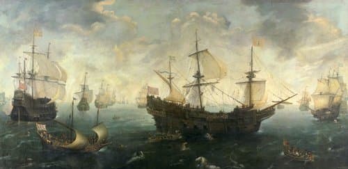 De Spaanse Armada voor de Engelse kust