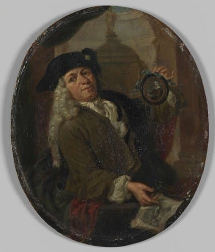 Portret van Arnoud van Halen (1673-1732). Schilder, graveur, dichter en verzamelaar te Amsterdam