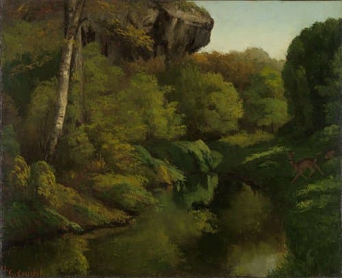 Gezicht in het bos van Fontainebleau by Gustave Courbet