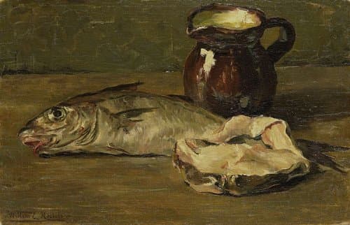 Stilleven met kabeljauw by Willem Roelofs (II)