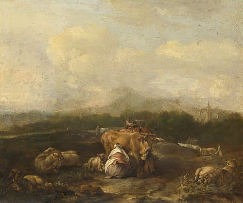 Italian Landscape with Cattle by Nicolaes van Helt Stockade