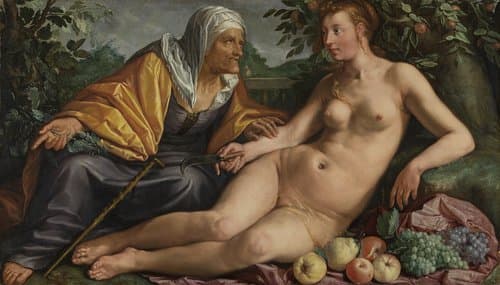 Vertumnus en Pomona by Hendrick Goltzius