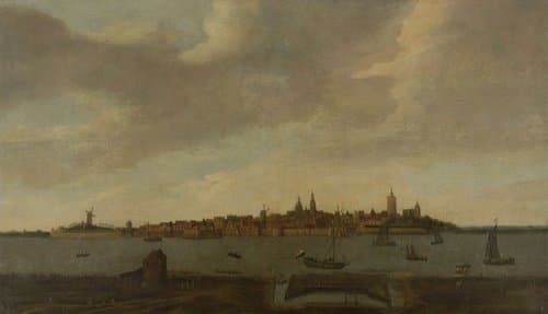 Gezicht op de stad Heusden by Monogrammist FK (Noordelijke Nederlanden)